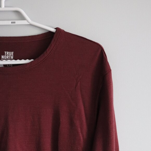 True North 100% Merino Wool Lrg Red Base Layer Long Sleeve Crewneck Top - Picture 5 of 11